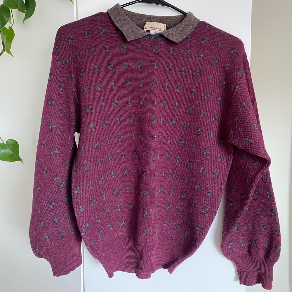 Vintage Virgin Wool Collared Sweater